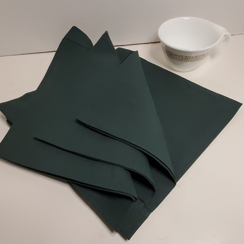 New 1 Set of 4 hunter green linen & cotton 19" napkins